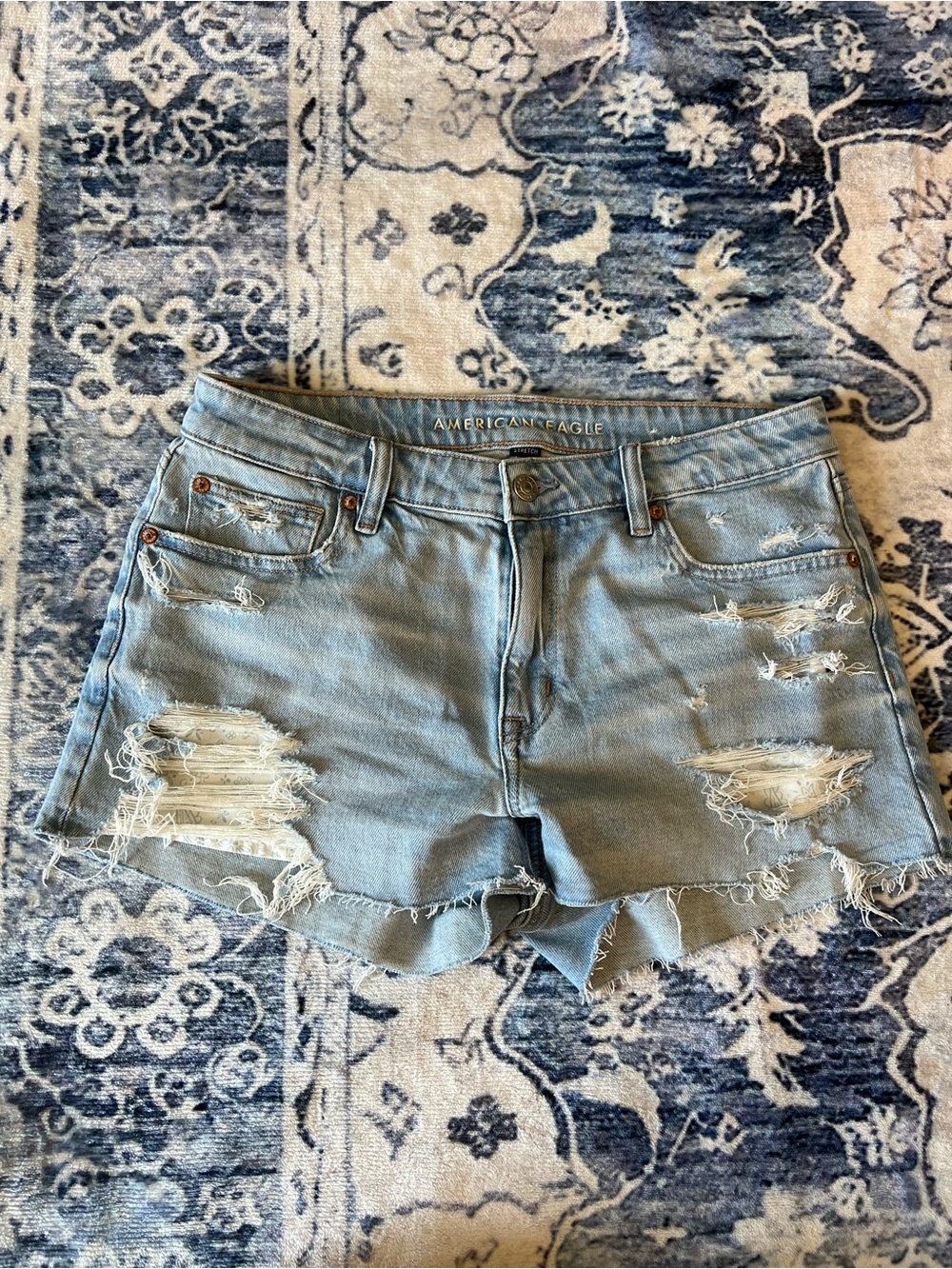 American Eagle Outfitters Light Wash Distressed Denim Shorts